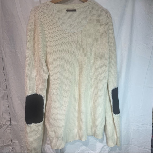 Moods of Norway Cream Crewneck Sweater with Black Elbow Patches - Picture 3 of 4